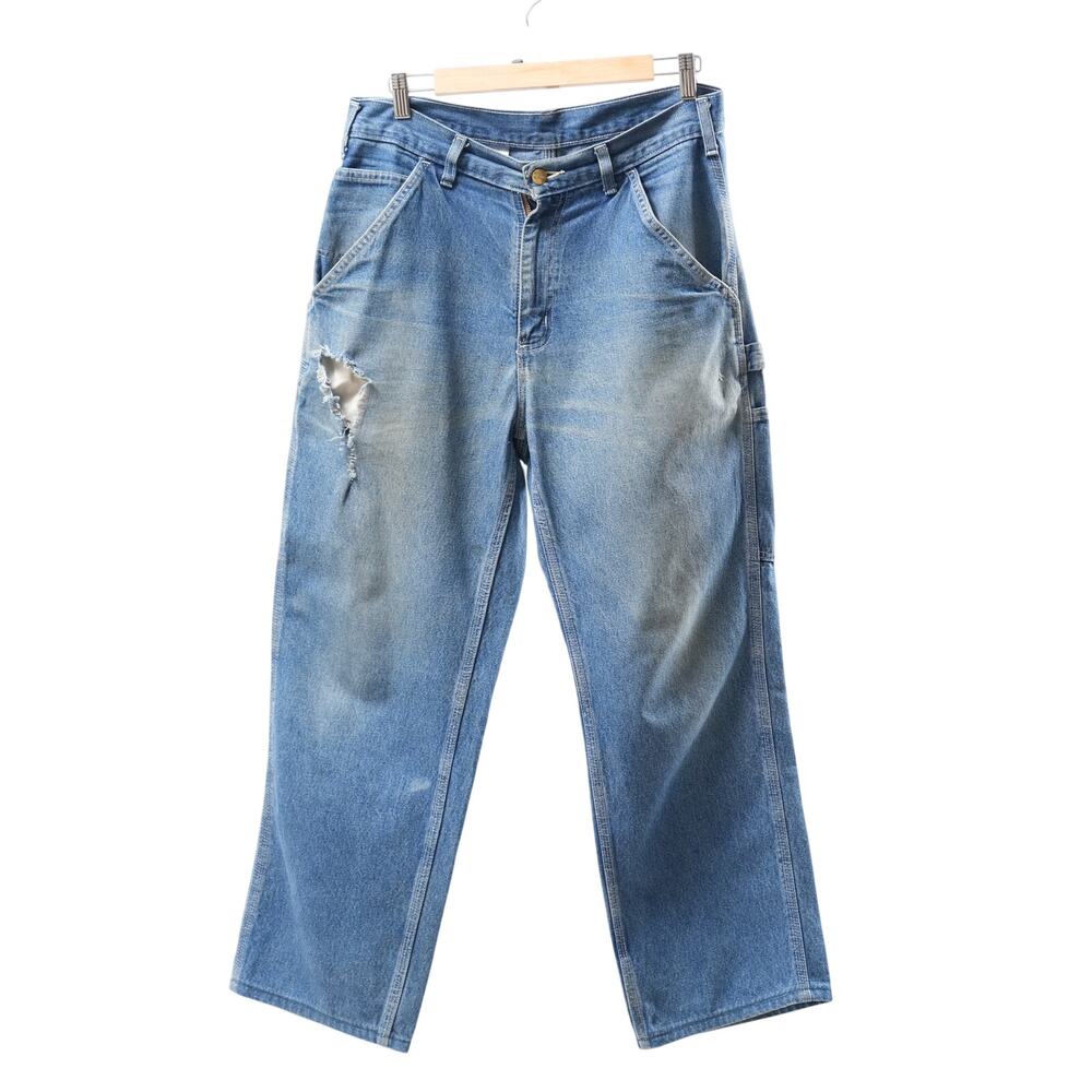 Carhartt Jeans Men 31X30 Blue Original Denim Carpenter Cargo Workwear Dungarees